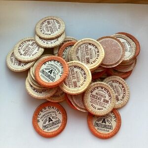 Bunch of antique rice's dairy milk bottle caps lake luzerne, ny